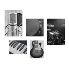 Kit 5 Placas Decorativas - Instrumentos Musicais - Música - Escola de Música - Sala Casa Quarto Sala - 157ktpl5 - comprar online
