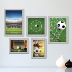 Kit Com 5 Quadros Decorativos - Futebol - Campo - Bola - Jogador - Esportes - 161kq01 - comprar online