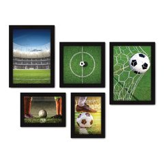Kit Com 5 Quadros Decorativos - Futebol - Campo - Bola - Jogador - Esportes - 161kq01 na internet