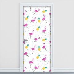 Adesivo Decorativo de Porta - Flamingos - 1628cnpt