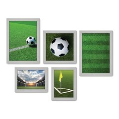 Kit Com 5 Quadros Decorativos - Futebol - Campo - Bola - Jogador - Esportes - 162kq01 - Allodi