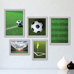 Kit Com 5 Quadros Decorativos - Futebol - Campo - Bola - Jogador - Esportes - 162kq01 - comprar online