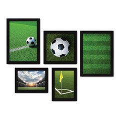 Kit Com 5 Quadros Decorativos - Futebol - Campo - Bola - Jogador - Esportes - 162kq01 na internet