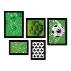 Kit Com 5 Quadros Decorativos - Futebol - Campo - Bola - Jogador - Esportes - 163kq01 na internet