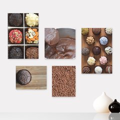 Kit 5 Placas Decorativas - Doceria - Brigadeiros - Doces - Cozinha Casa Quarto Sala - 164ktpl5