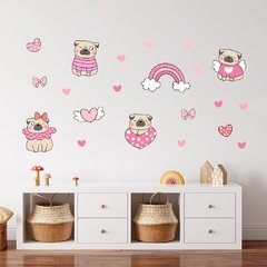 Adesivo de Parede Infantil Pug Quarto Menina Bebe - 165ir