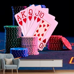 Papel de Parede Poker Salão de Jogos Cartas Sala Painel Adesivo - 166pc