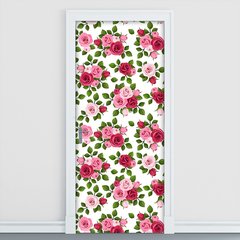 Adesivo Decorativo de Porta - Flores - Rosas - 1674cnpt