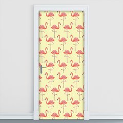 Adesivo Decorativo de Porta - Flamingos - 1693cnpt