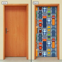 Adesivo Decorativo de Porta - Carros - Infantil - 1696cnpt - comprar online