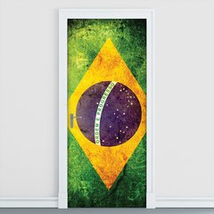 Adesivo Decorativo de Porta - Bandeira Brasil - 169cnpt