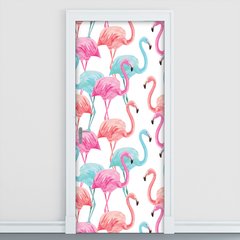 Adesivo Decorativo de Porta - Flamingos - 1701cnpt