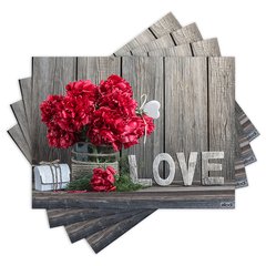 Jogo Americano com 4 peças - Flores - Floral - Love - 1723Jo