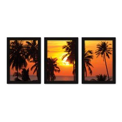 Kit Com 3 Quadros - Coqueiros Sol Paisagem - 172kq02p - comprar online