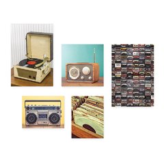 Kit 5 Placas Decorativas - Rádio - Fita - Vinil - Vitrola - Vintage Casa Quarto Sala - 172ktpl5 - comprar online