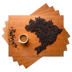 Jogo Americano com 4 peças - Café - Coffee - Mapa Mundi - 1733Jo