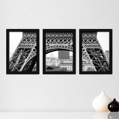 Kit Com 3 Quadros - Torre Eiffel Paris França - 173kq02p