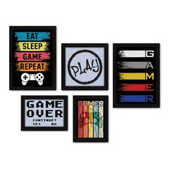 Kit Com 5 Quadros Decorativos - Gamer - Video Game - 174kq01 na internet