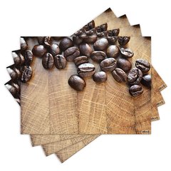 Jogo Americano com 4 peças - Café - Coffee - Grãos de Café - 1760Jo