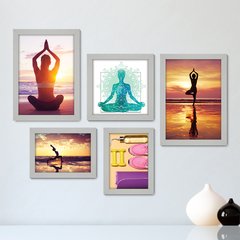 Kit Com 5 Quadros Decorativos - Yoga - Relaxamento - Meditação - 178kq01 - comprar online