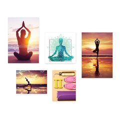 Kit 5 Placas Decorativas - Yoga - Relaxamento - Meditação Casa Quarto Sala - 178ktpl5 - comprar online