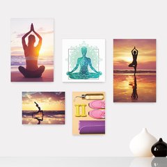 Kit 5 Placas Decorativas - Yoga - Relaxamento - Meditação Casa Quarto Sala - 178ktpl5