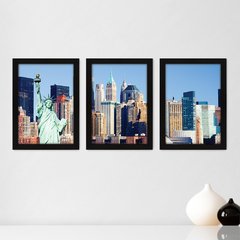 Kit Com 3 Quadros - New York Estátua da Liberdade - 179kq02p