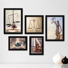 Kit Com 5 Quadros Decorativos - Direito - Profissões - Advocacia - Advogado - 180kq01