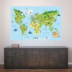 Painel Adesivo de Parede - Mapa Mundi - Mundo - Infantil - 1810pn