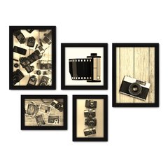 Kit Com 5 Quadros Decorativos - Fotografia - Máquina Fotográfica - Vintage - 181kq01 na internet