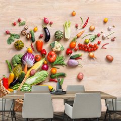 Papel de Parede Frutas Legumes Saúde Cozinha Sala Painel Adesivo - 181pc