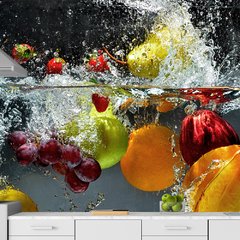 Papel de Parede Frutas Agua Saúde Cozinha Sala Painel Adesivo - 182pc