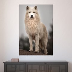 Painel Adesivo de Parede - Lobo Branco - Animais - 1835pn