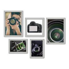 Kit Com 5 Quadros Decorativos - Fotografia - Máquina Fotográfica - 183kq01 - Allodi