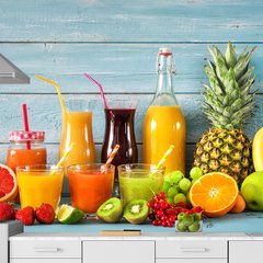 Papel de Parede Frutas Suco Saúde Cozinha Sala Painel Adesivo - 183pc