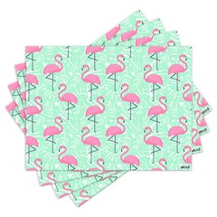 Jogo Americano com 4 peças - Tropical - Folhas - Flamingos - 1848Jo