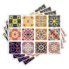 Jogo Americano com 4 peças - Azulejos - Mandalas - Abstrato - 1849Jo