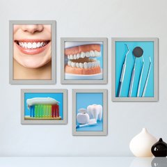 Kit Com 5 Quadros Decorativos - Dentista - Consultório - 184kq01 - comprar online