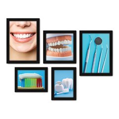 Kit Com 5 Quadros Decorativos - Dentista - Consultório - 184kq01 na internet