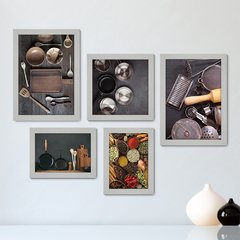 Kit Com 5 Quadros Decorativos - Cozinha - Utensílios de Cozinha - 186kq01 - comprar online