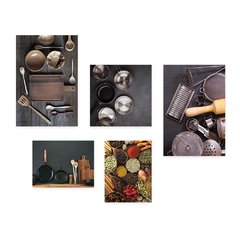 Kit 5 Placas Decorativas - Cozinha - Utensílios de Cozinha Casa Quarto Sala - 186ktpl5 - comprar online