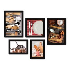 Kit Com 5 Quadros Decorativos - Cozinha - Utensílios de Cozinha - 188kq01 na internet