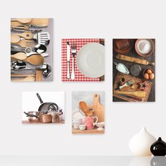 Kit 5 Placas Decorativas - Cozinha - Utensílios de Cozinha Casa Quarto Sala - 188ktpl5