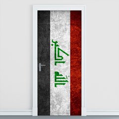 Adesivo Decorativo de Porta - Bandeira Iraque - 1896cnpt