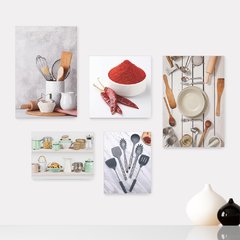 Kit 5 Placas Decorativas - Cozinha - Utensílios de Cozinha Casa Quarto Sala - 189ktpl5
