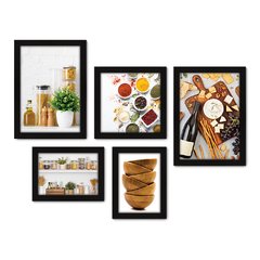 Kit Com 5 Quadros Decorativos - Cozinha - Utensílios de Cozinha - 190kq01 na internet
