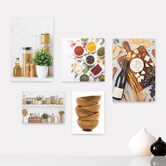 Kit 5 Placas Decorativas - Cozinha - Utensílios de Cozinha Casa Quarto Sala - 190ktpl5