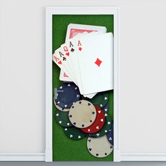 Adesivo Decorativo de Porta - Poker - Baralho - 1937cnpt