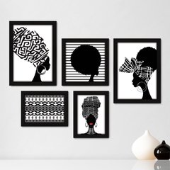 Kit Com 5 Quadros Decorativos - Africanas - África - 193kq01