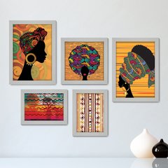 Kit Com 5 Quadros Decorativos - Africanas - África - 194kq01 - comprar online